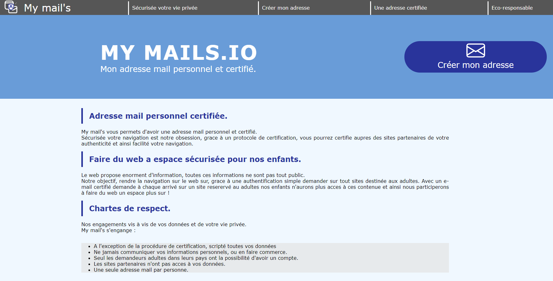 site mymails projet 24U développement